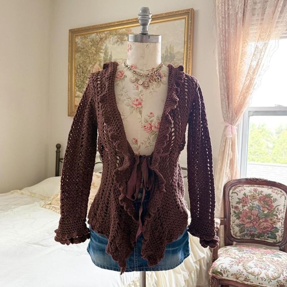 Brown fairy Crochet Cardigan - Picture 1 of 7